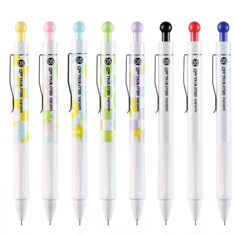 Japanese Sakura Press-type Needle Gel Pen Neutral Pen 0.5 Blue Black Red Office Signature Black Pen Student Kawaii Stationery