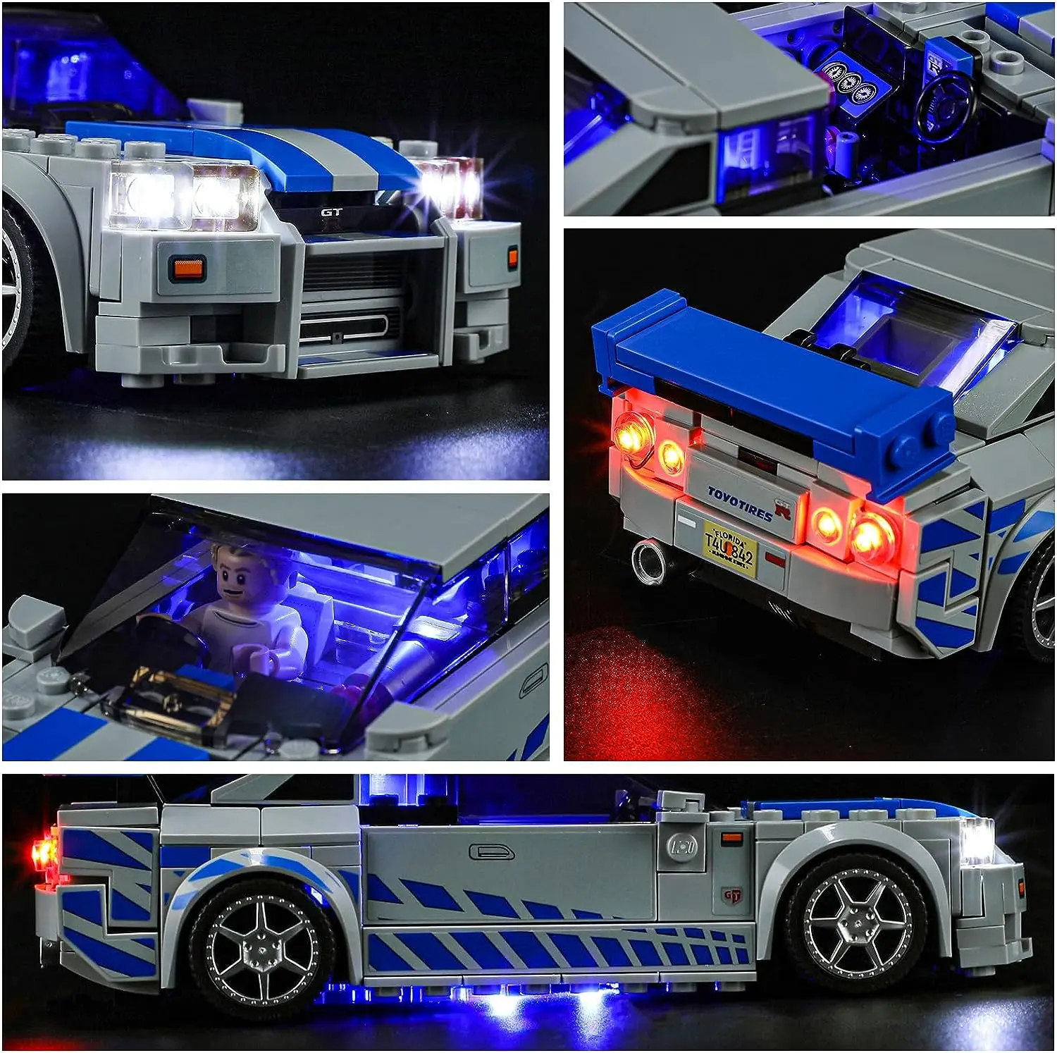 Hprosper LED 조명 76917 속도 2 패스트 2 퓨리어스 닛산 스카이라인 GT-R(R34) 장식 램프(레고 빌딩 블록은 포함되지 않음) 썸네일 6