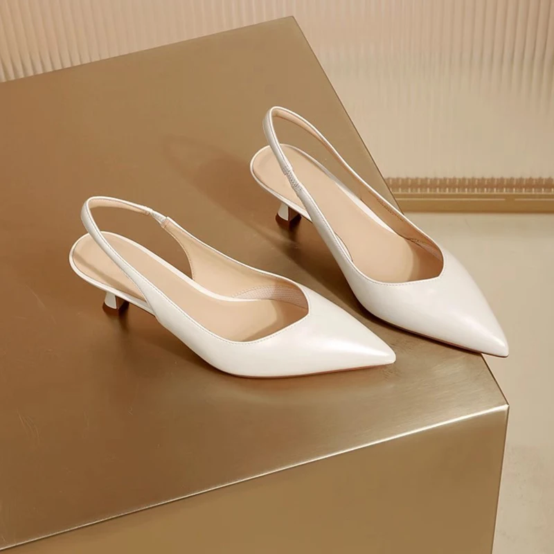 Elegant High Heels Silver Pumps Women 2024 Summer Slingbacks Pointed Toe Party Shoes Woman Solid Thin Heeled Sandals Ladies