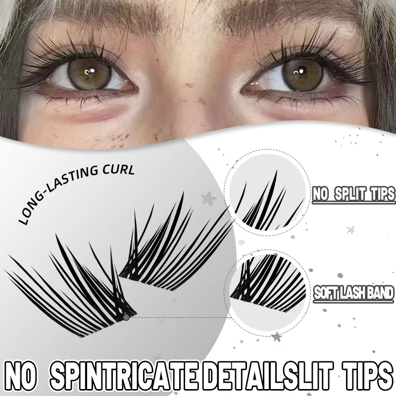 DINGSEN 6/8 Reihen Segmentierte Wimpernbündel DIY Wimpern-Set Dicke Falsche Wimpern Wispy Lash Cluster Kits Manga Falsche Wimpern – Detail 8