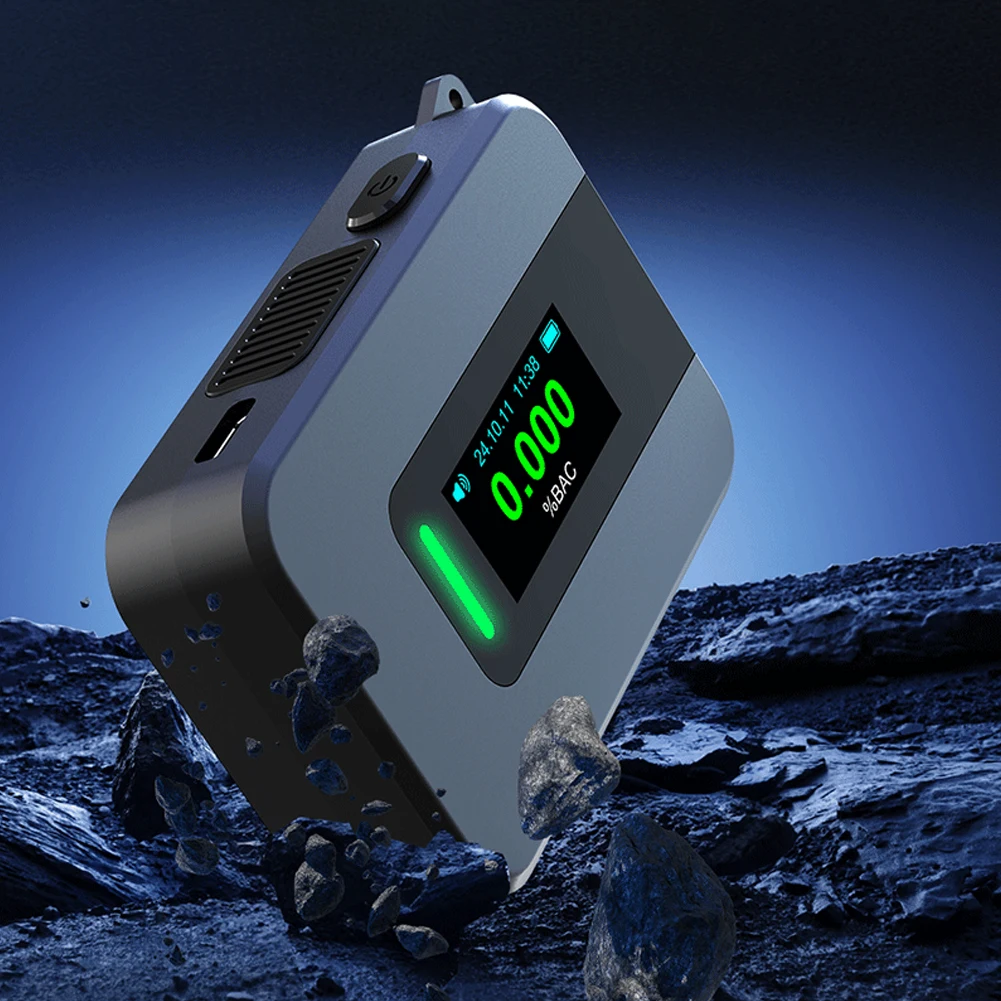 Electrochemical Alcohol Tester IPS Display Non-Contacting Electronic Breathalyzer Portable Alcohol Meter for Outdoors Expressway