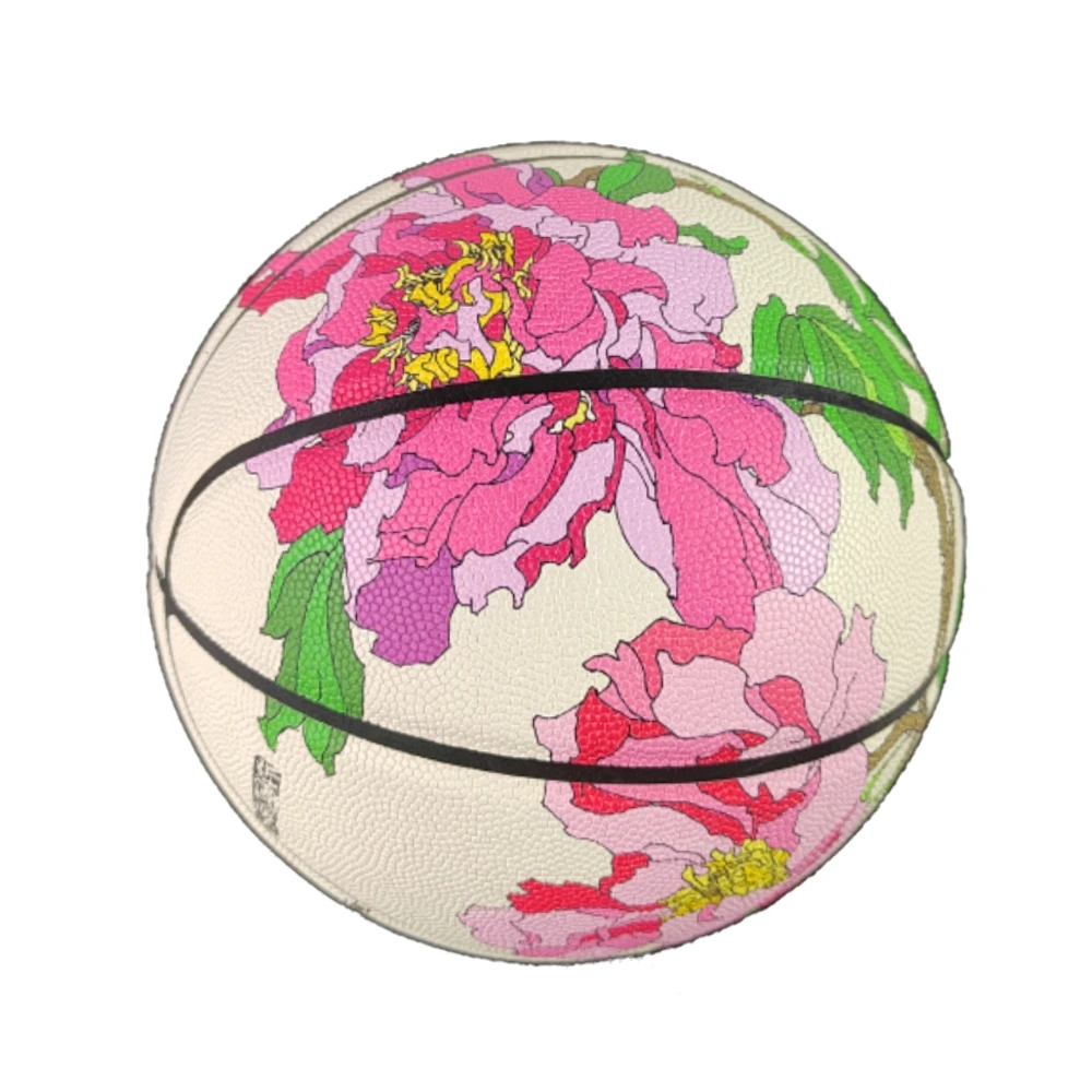 

PU Material New Product Peony Painting High-Quality Basketball Team Sports Training Basketball