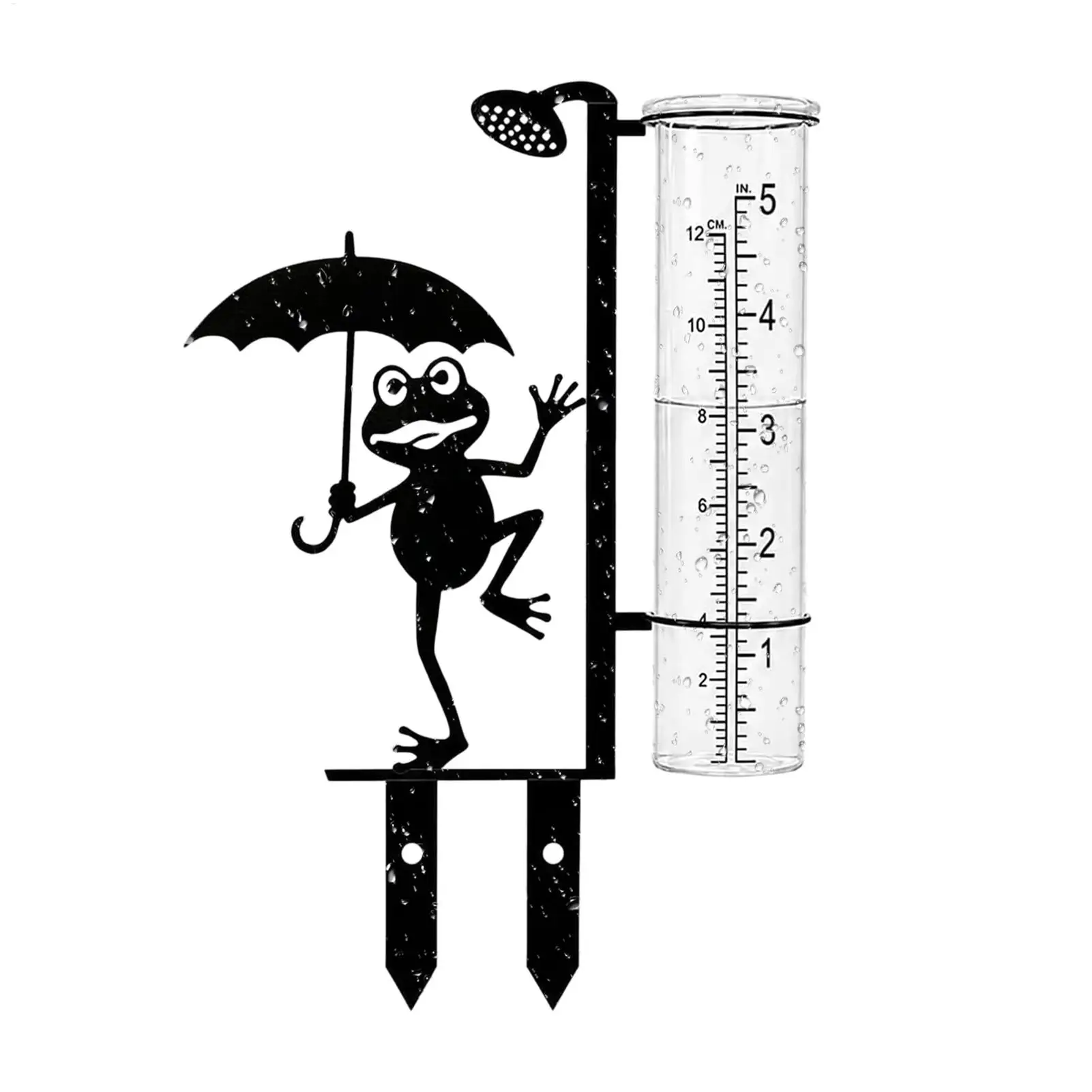 Iron Art Metal Ant Rain Gauge Stake Removable Rustproof Outdoor Glass Tube Rain Gauge Lotus Leaf Ant Shaped Weatherproof