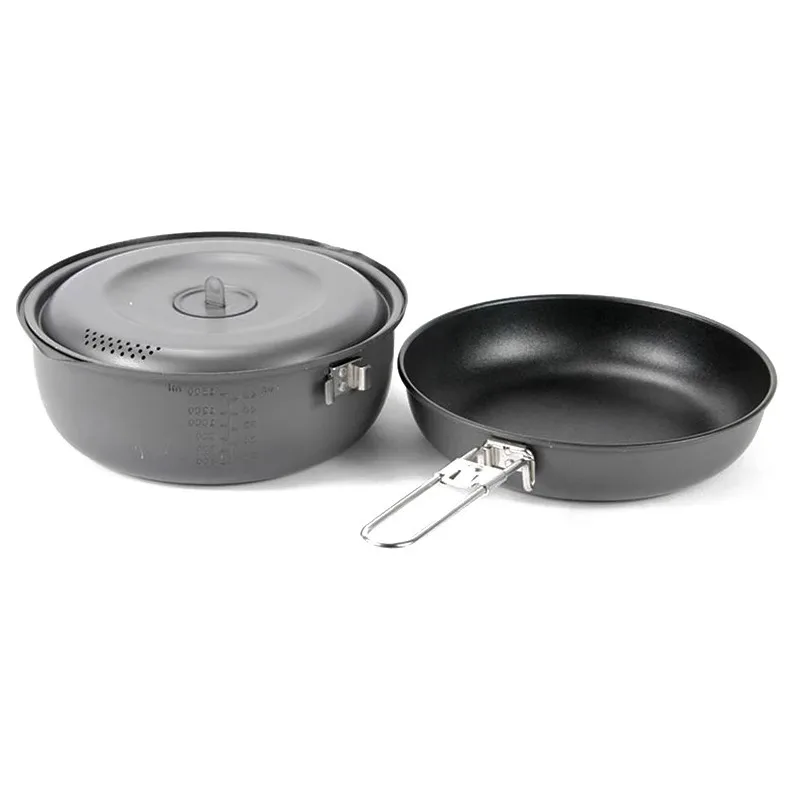 Set Pot Outdoor Aluminum Alloy Lightweight Double Pot Camping Picnic Cookware