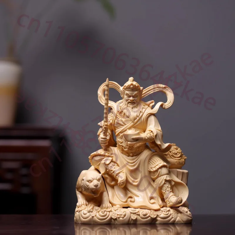 

Finely Carved Wood God of Wealth Statue, Caishen with Tiger, Chinese Feng Shui Home Decor Crafts, Prosperity Figurine