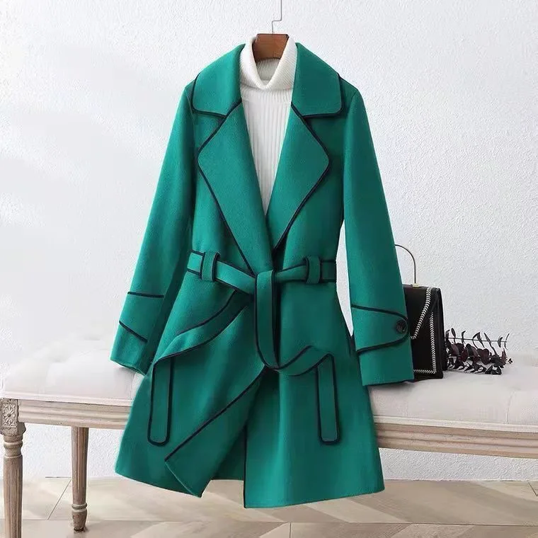 2023 winter new Korean version comfortable double-sided woolen coat cashmere coat women's fashion medium and long foreign-style