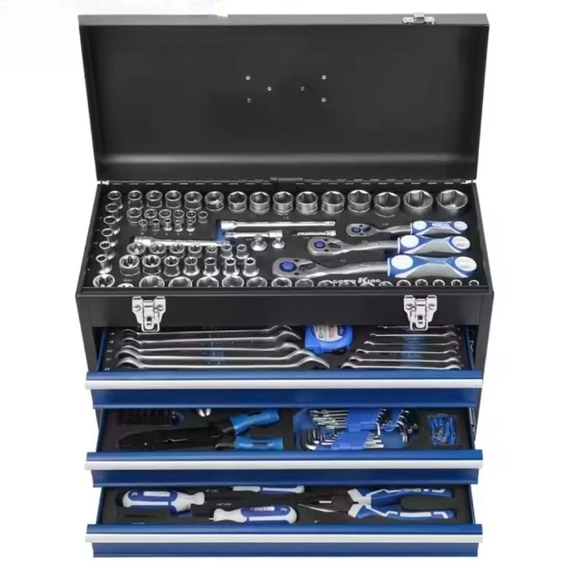 408PCS 3-Drawer Tool Cabinet, 72-Tooth Ratchet Wrench Mechanical Tool Set for Auto Repair and Maintenance