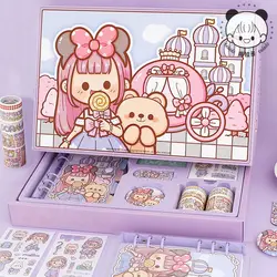 Telado-Ensemble de manuel Kawaii avec boîte-cadeau, journaux mignons, bloc-notes, journal intime, cahier simple, cadeau de compte d'étudiant