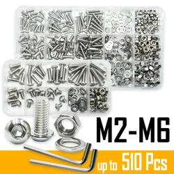 Stainless Steel Button Head Hex Socket Cap Screws Nuts Washers M2 M3 M4 M5 M6 Hexagonal Socket Bolt Metric Thread Machine Screw