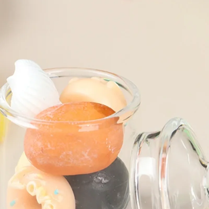 High borosilicate mini glass candy jar food play doll house accessories