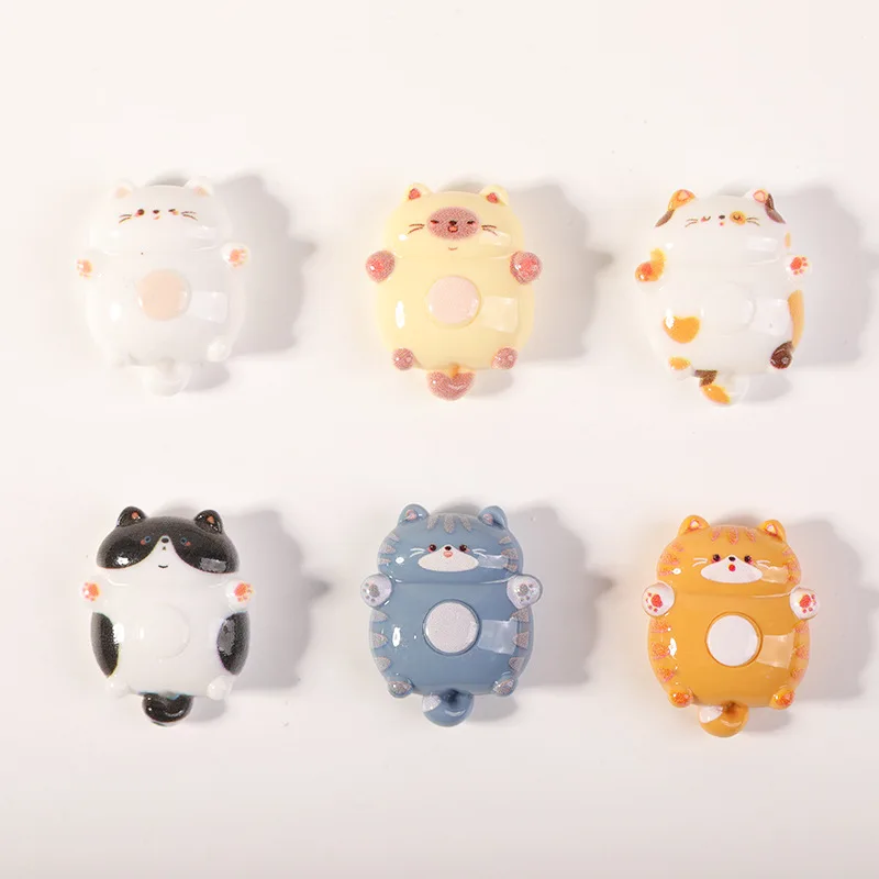 16pcs Mixed Cute Chubby Cat Resin Shoe Charms - Kawaii Animal Clog Decor for Sandals & Beach Bags
