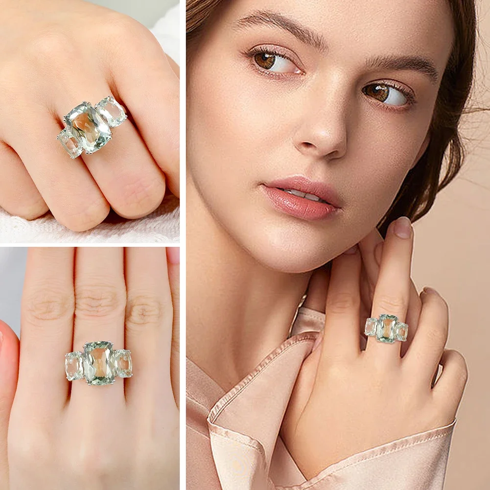 GZ ZONGFA Natural Green Amethyst Classic Ring 925 Sterling Silver Gemstone Ring For Women Wedding Luxury Design Fine Jewelry