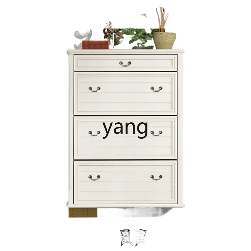 

LMMSolid Wood Retro Wall-Mounted Suspension Hanging Large Capacity Tilting Shoe Cabinet at Home