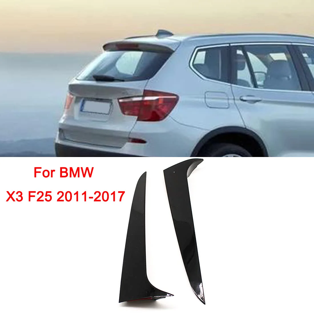 

1 Pair Gloss Black Rear Window Side Spoiler Air Splitter for bmw X3 F25 2011 2012 2013 2014 2015 2016 2017