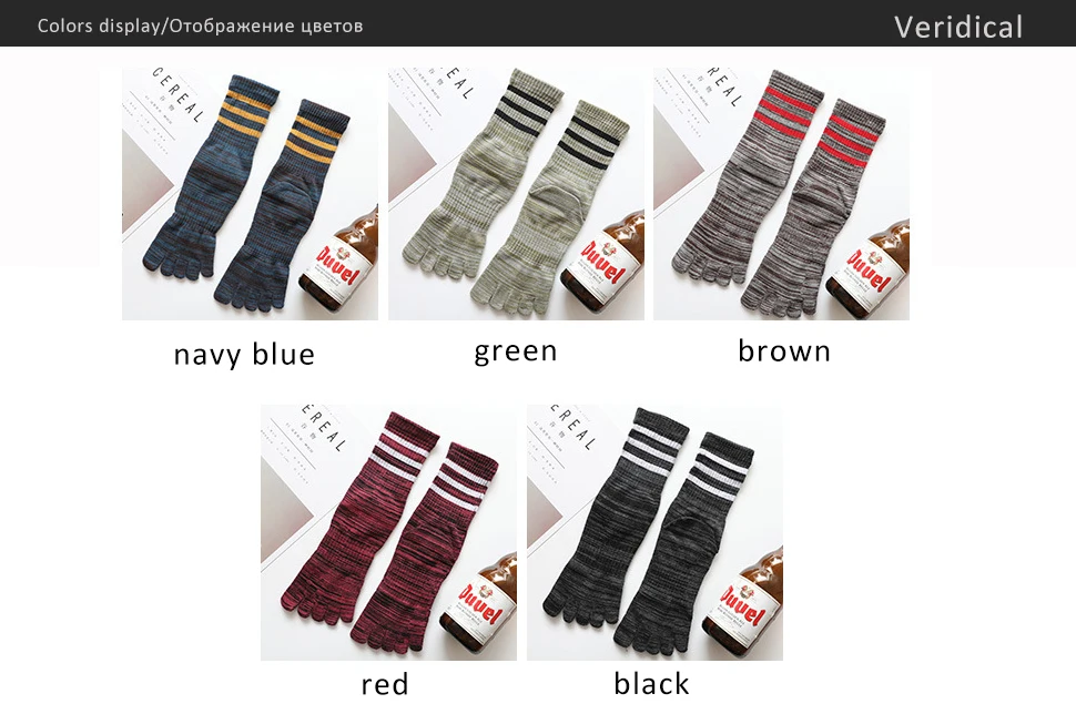 1/5 Paar Mann Zehen Sport Socken kurze Baumwolle gestreift bunte schweiß absorbierende Kompression Fitness Bike Run 5 Finger Happy Socken – Detail 3