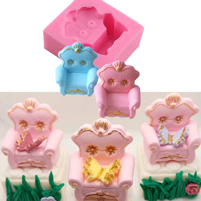 3D Sofa Chair Silicone Mold European Style Furniture Cake Decorating Tools Fondant Chocolate Candy Gum Paste Soap Mould Kitchen