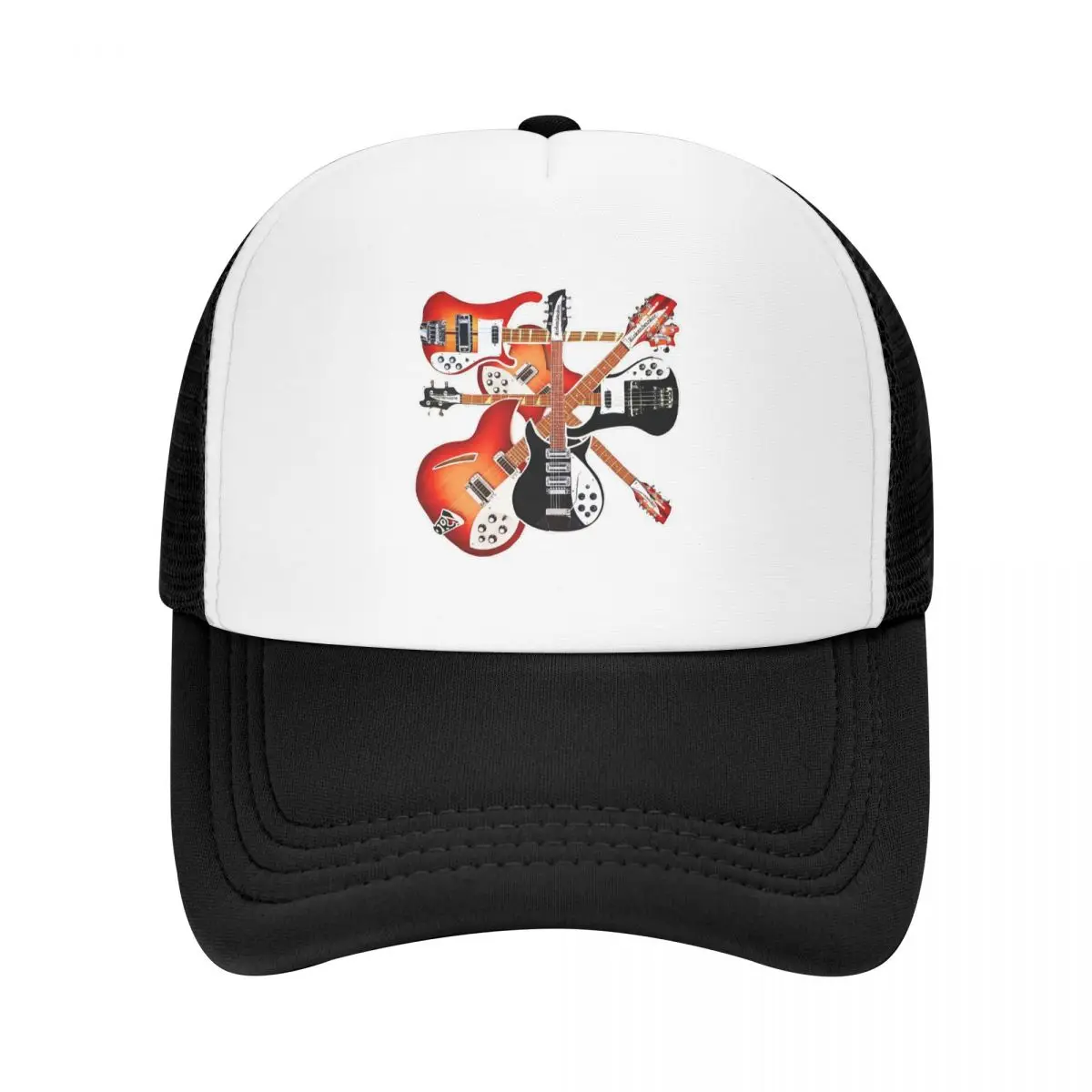 Rickenbacker Guitar Celebration Abstract Art Collage Cap Mesh Baseball Caps Adjustable Hat Hip Hop Summer Unisex Baseball Hats