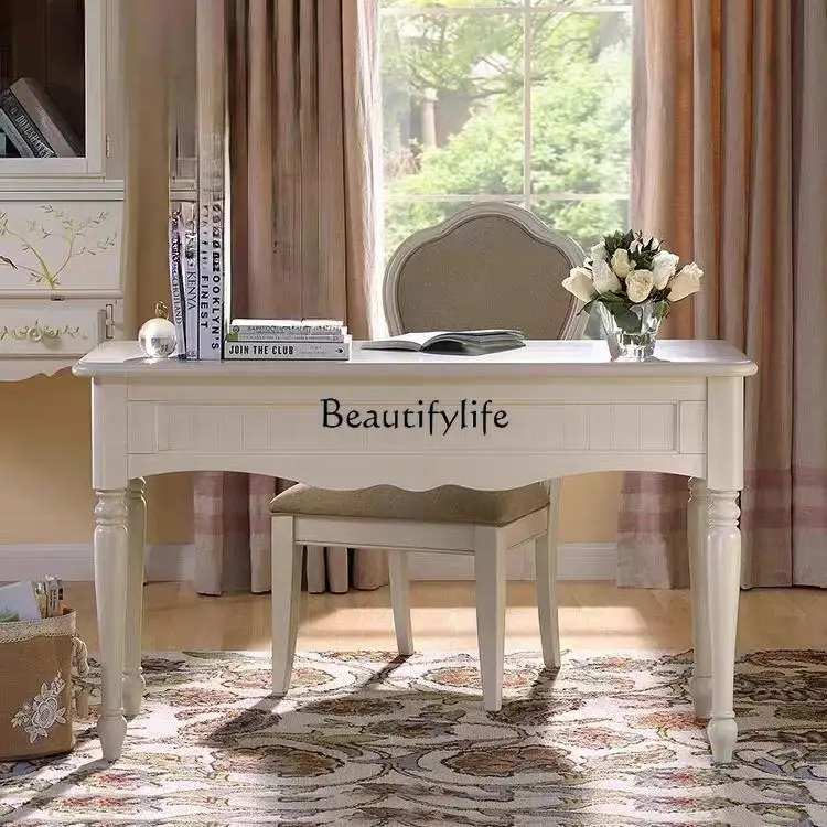 

American solid wood desk desk living room country travel beauty home white American style