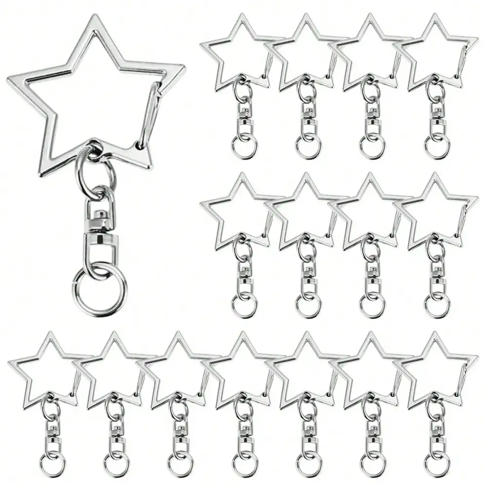 30/50pcs Star Shaped Lobster Claw Clasp Snap Keychain Clip With Hanging Buckle Jump Ring For DIY Keychain Jewelry Making