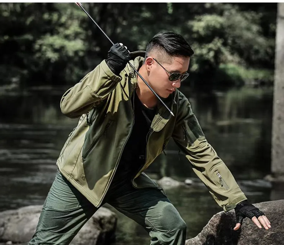 5XL 6XL High Quality Soft Shell Tactical Camouflage Hoodie Set Water Resistant Waterproof Warm Casual Outerwear Clothing