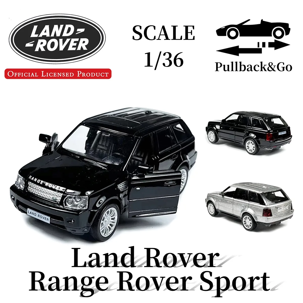 1:36 Land Rover Range Rover Sport Metal Diecast Car Model Repilca Scale Miniature Vehicle Hobby Kid Toy for Boy Xmas Gift