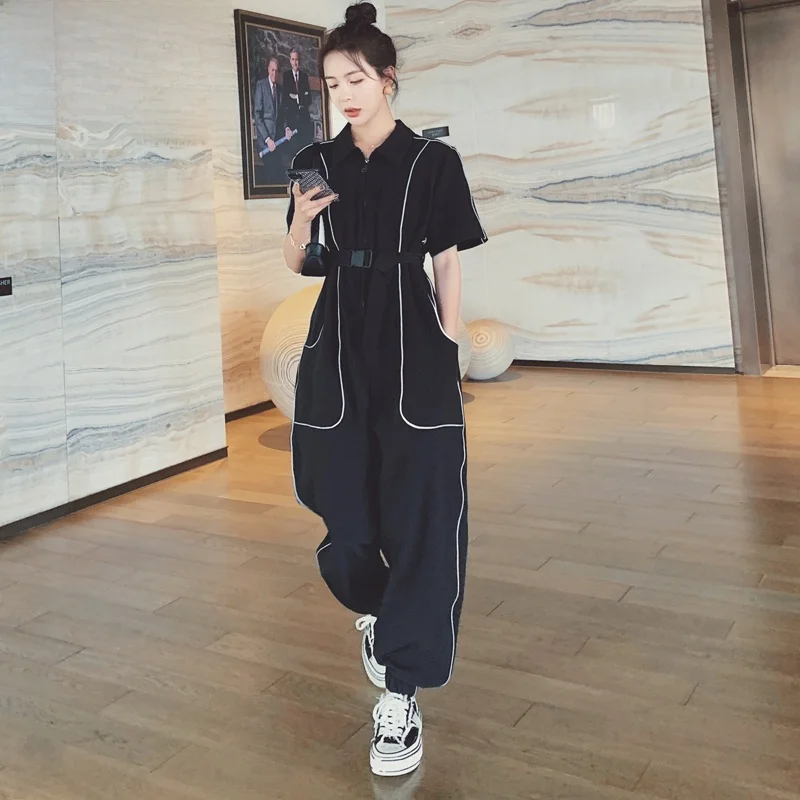 

Casual High Waist ort Sve Onesie Women's Summer Workwear Loose Fit Trousers And Dr Set Slimming Effect Hong Kong Sle