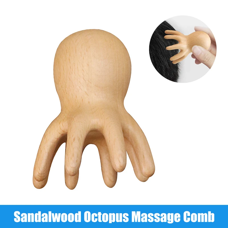 

Sandalwood Octopus Massage Comb SPA Gua Sha Massage Comb Fatigue Relief Head Meridian Scraping Scalp Massage Brush Acupuncture