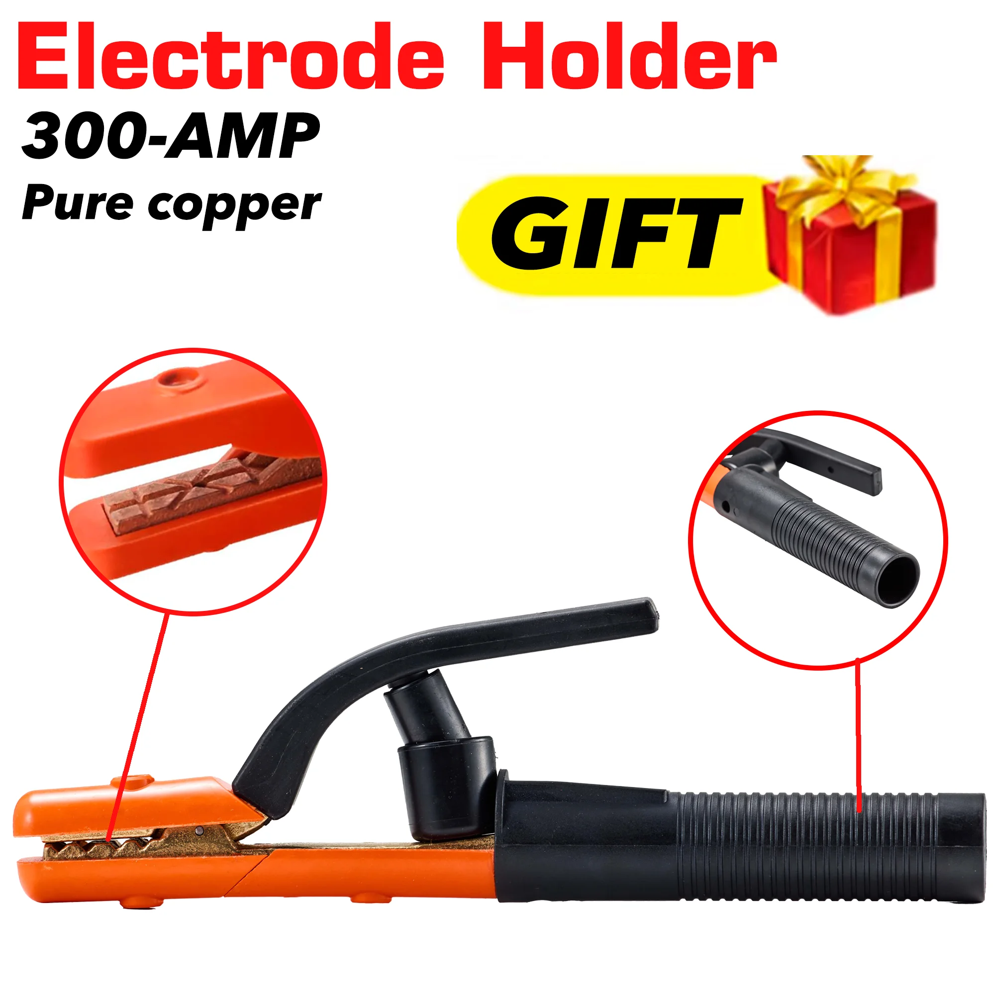 

300A Pure Copper Welding Clamp, Extended and More Durable, Heavy-Duty Single-Head Welding Torch Clamp, Insulated Handle, Industrial-Grade Mma Manual Welding Machine Accessories