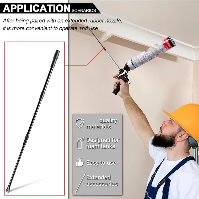 THIVN-Black Aluminum 34Cm Foam-Gun Extension Tubes For Enhanced Glue Spraying - Pack Of 3