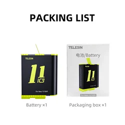 TELESIN Battery For GoPro Hero 9 10 11 1750 mAh Battery 3 Ways Fast Charger Box TF Card Storage For GoPro Hero 9 Accessories