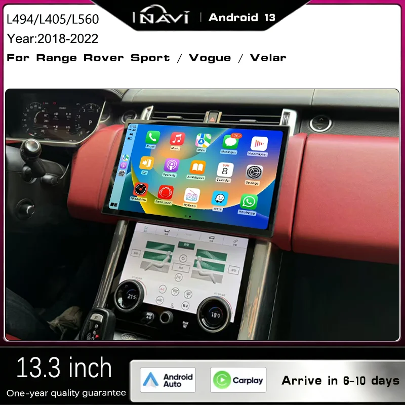 

13,3-дюймовый мультимедийный проигрыватель для Range Rover Sport L494/Vogue L405/Velar L560 2018-2022 годов выпуска, с поддержкой CarPlay, сенсорным управлением и Android 13.