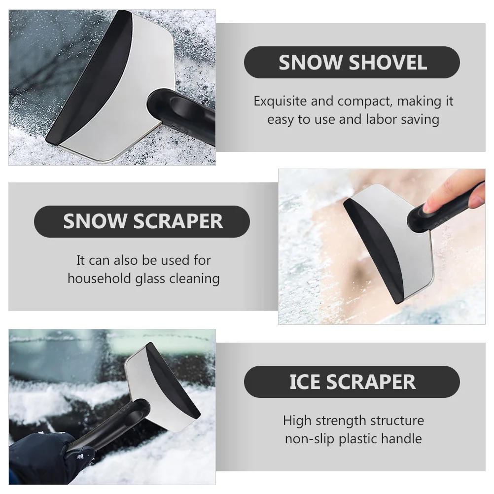 

2pcs Removal Shovel Stainless Steel Ice Scraper Non-Slip Handle For Car Windshield Frost Removal Tool Snow Cleaner Snow Spade