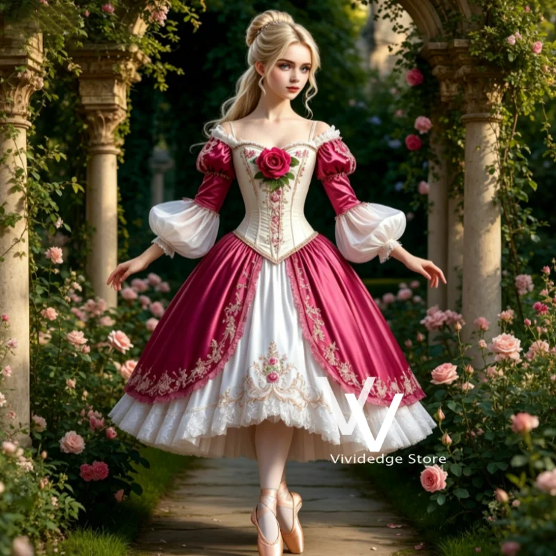 Victorian Custom Princess Ball Gown Off Shoulder Floral Lace Embroidered A-Line Medieval Special Occasion Formal Dress Customiz
