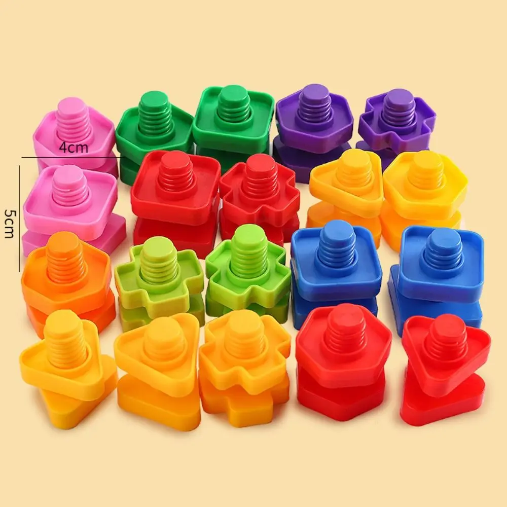 Educational Screw Building Blocks Montessori Screw Shape Plastic Insert Blocks Colorful Plastic Nut Shape Toys