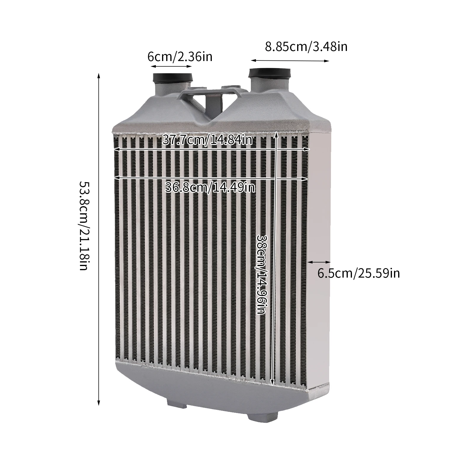 60 psi Intercooler 70mm Aluminum Internal Cooler 78 x 40 x 7cm Automotive Inlet and Outlet Pipe