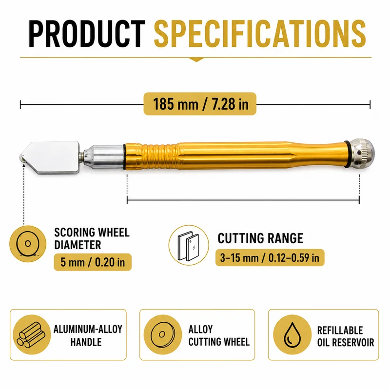 1pcs Professional Diamond Glass Cutter Tile Cutting Tool with Alloy Wheel for Ceramic Floor Tile