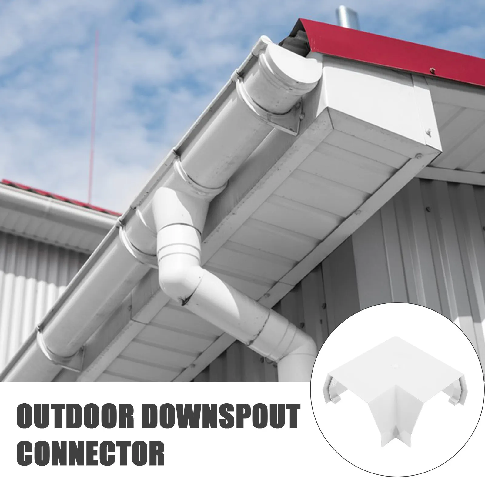 Downspout Gutter Connector Drain Pipe Adapter White Rainwater Diverter for Efficient Outdoor Drainage