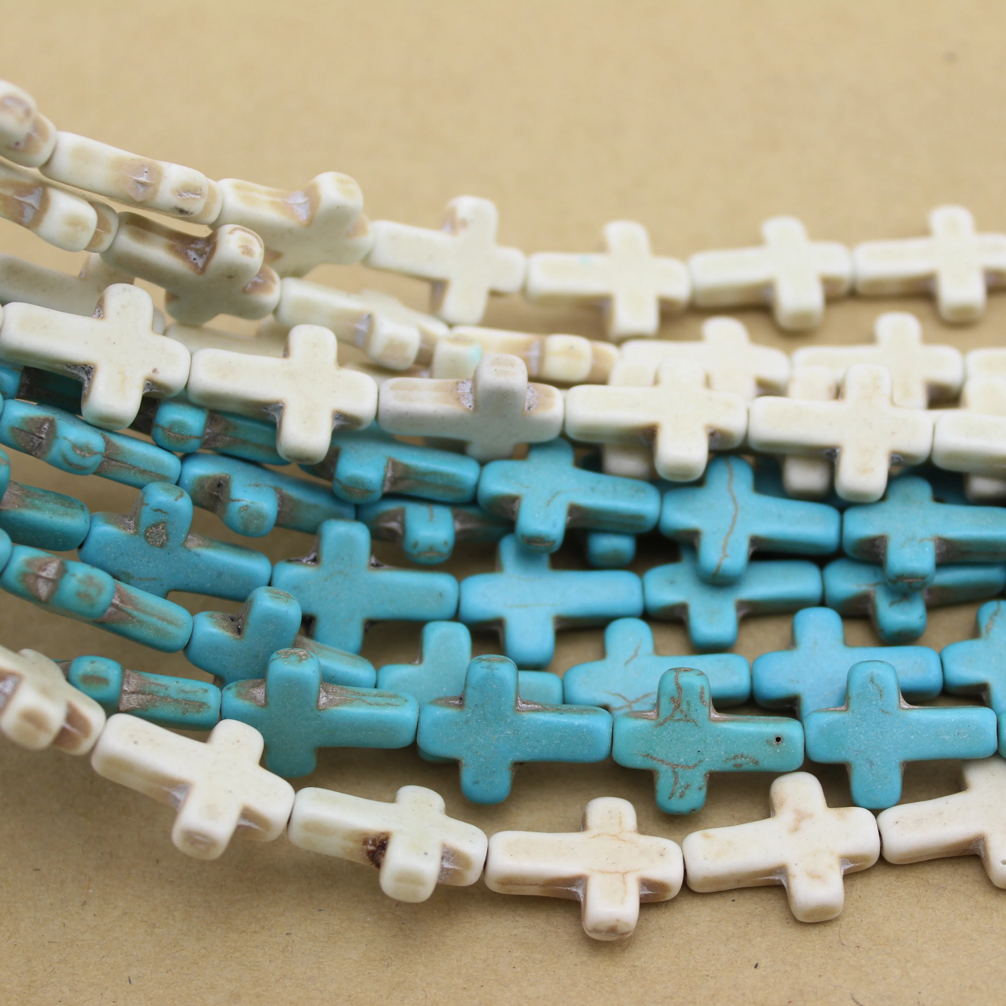 1 Strip Cross Shape Turquoise Necklace Natural Stone Loose Spacer Beads For DIY Bracelet Necklace Jewelry Making Accessory