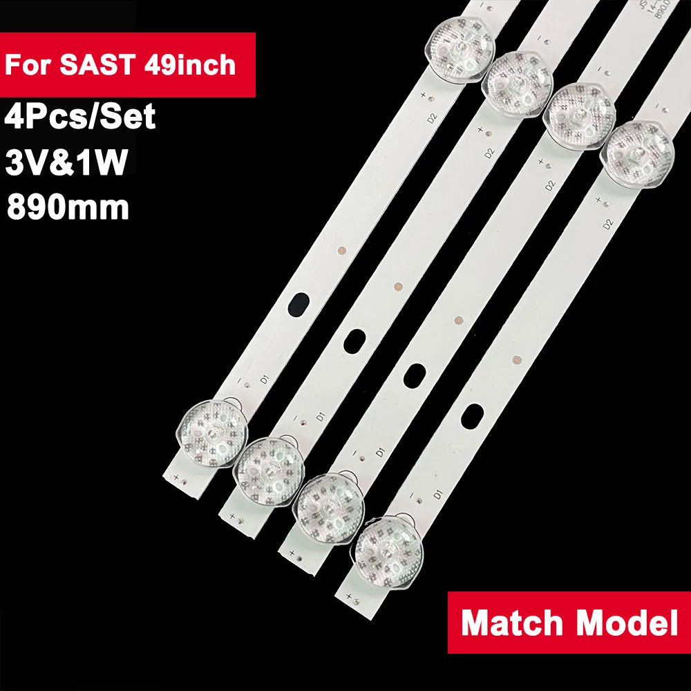 

4pcs/set 890mm Led Backlight Strip TV Bar For SAST 49inch JS-D-AP4916-091DC LED882 3V Led Tv Repair Parts