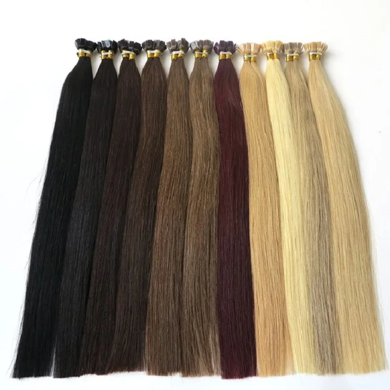 Straight Keratin Capsule 100% Human Hair Flat Tip Hair Extensions Natural Hairpieces For Women Blonde Color Remy Wigs 50pcs/Set