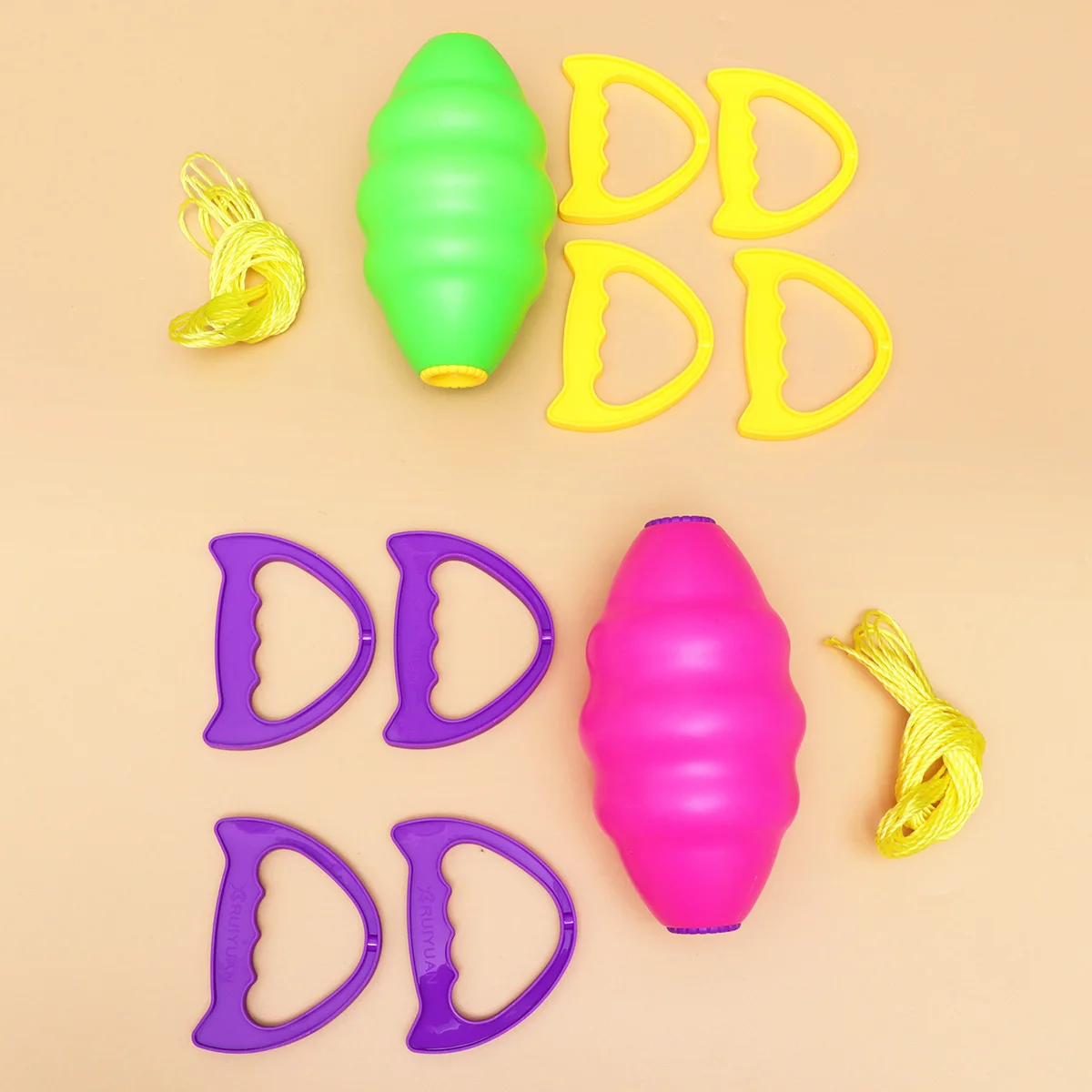 어린이를위한 2pcs 풀 볼 장난감 더블 조합 유치원 부모 자식 야외 플라스틱 손 눈 조정