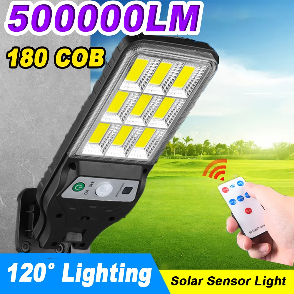 500000LM Ultra Powerful Solar Lamp 120° Wide Range Lighting Outdoor Solar LED Lights 3 Modes With Remote Control Street Lamp