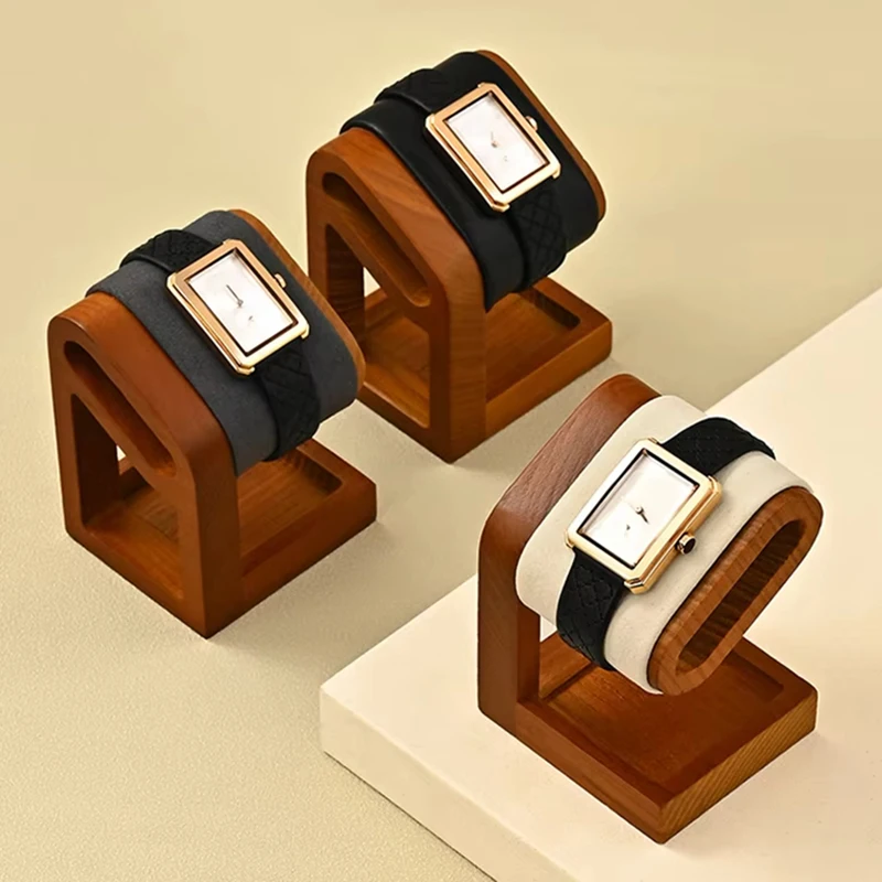 Solid Wood Watches Display Stand Base Watch Necklace Bracelet Organizer Rack Bangle Scrunchie Headband Storage Showcase Stands