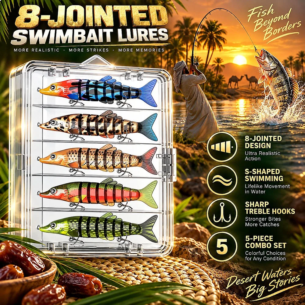 8 Segment Bionic Fishing Lures Full Sinking Realistic S Action 17g Sharp Treble Hooks Lake Bass Tackle