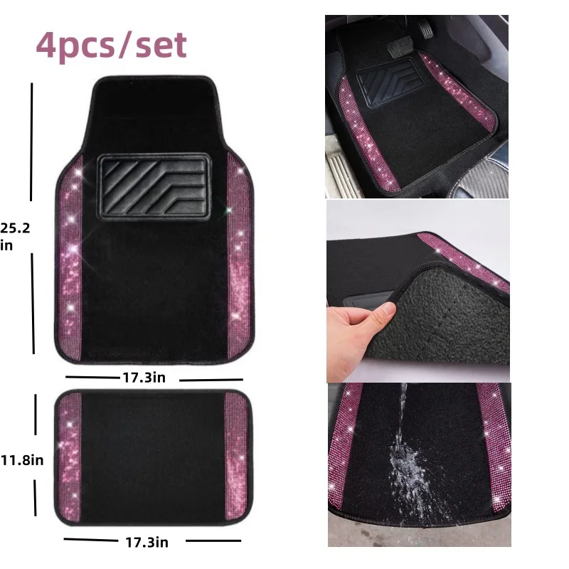 Pink Auto Carpet For Citroen C1 C2 C3 C4 C5 C6 Ds3 Ds4 Ds5 Ds7 C-Elysee Xsara Cx 25 Bx Xantia Waterproof Car Floor Mat For Girls