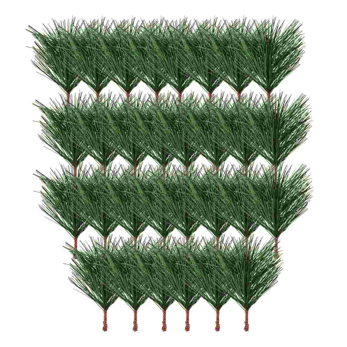 30 Pcs Artificial Xmas Tree Branches Pine Plastic Pvc Needles Bouquet Wedding Venue Decors Plants