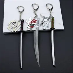 Anime Bleach Keychains Swords Kurosaki Ichigo Zangetsu Katana Key Chain Sets Accessories Pendants Keying For Men Weapon Gifts