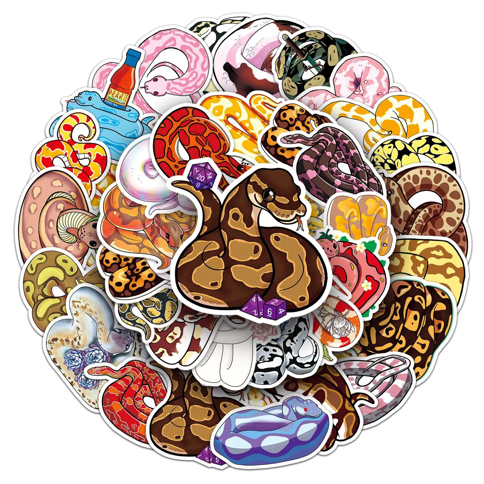 Autocollants de dessin animé mignons en forme de petit serpent, animaux Kawaii, DIY, pour voiture, Skateboard, ordinateur portable, moteur, Graffiti, jouets pour enfants, 10/30/50 pièces