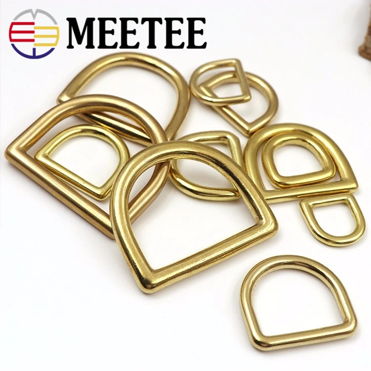 Meetee 5/10 Cái 13-45Mm Hình Bán Khóa Đồng Thau Nguyên Chất D Vòng Lưng Túi vòng Móc Khóa Da Thủ Công Phần Cứng Phụ Kiện