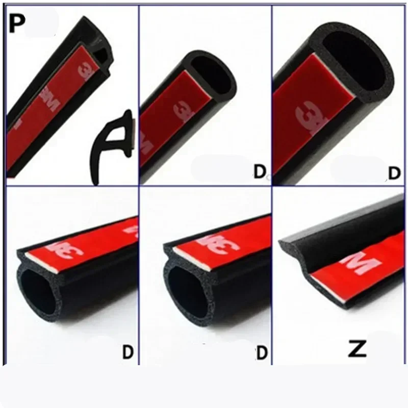 1M  Shape B P Z Big D Car Door Seal Strip EPDM Rubber Noise Insulation Weatherstrip Soundproof Car Seal Strong adhensive